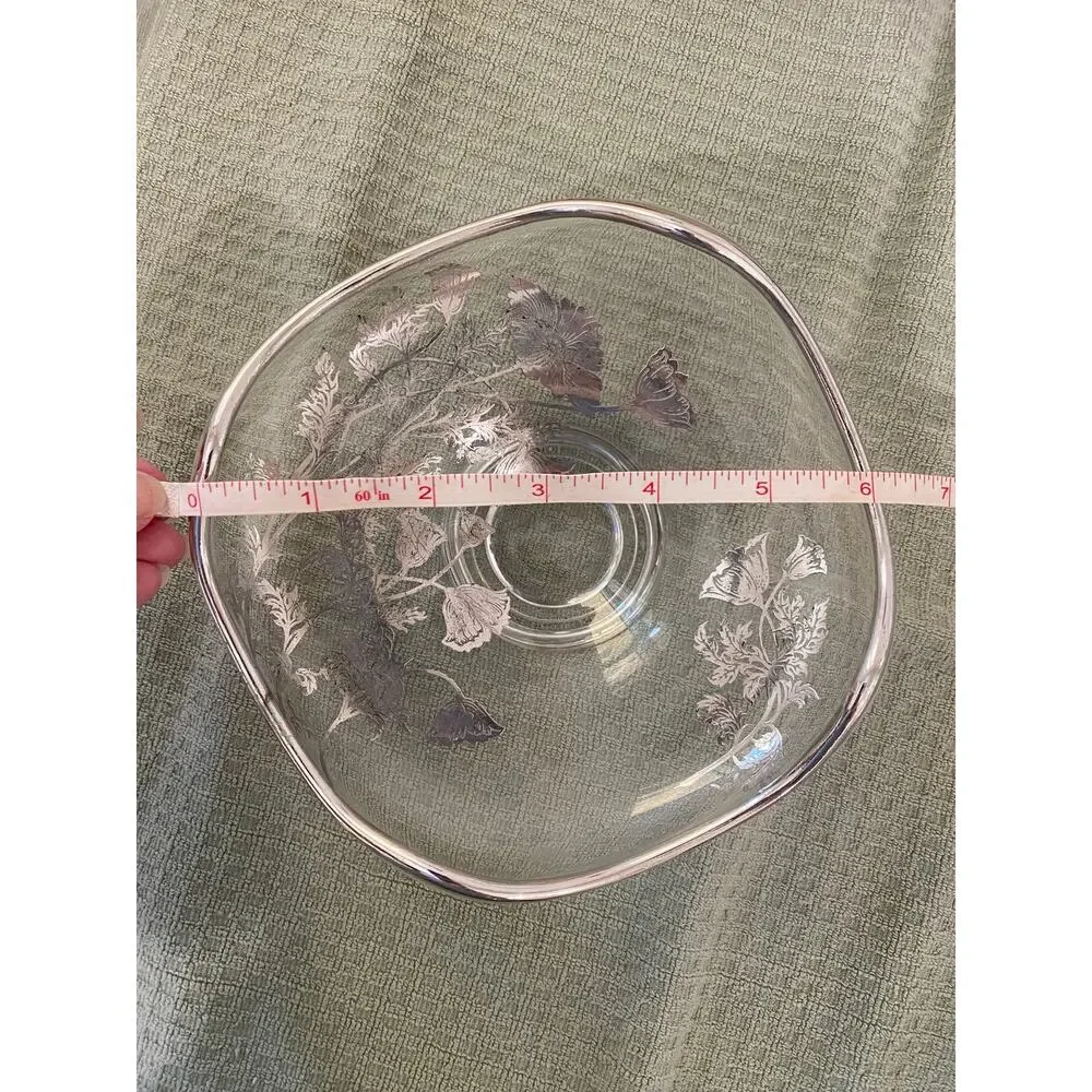 Footed Candy Dish - Vintage, Embossed and edged with silver